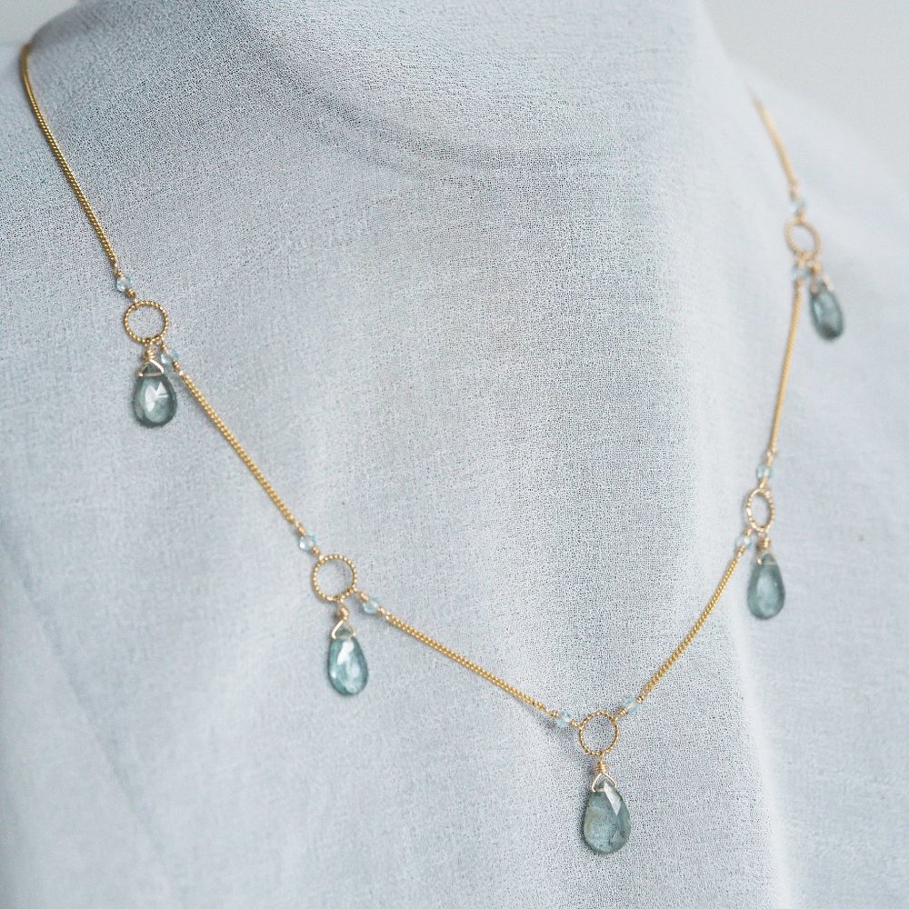 Gold-Filled Aquamarine Drop Necklace